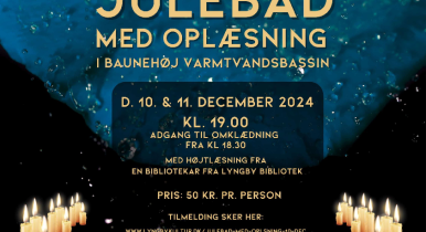 Billedet giver information om hvor og hvornår der er julebad med oplæsning 